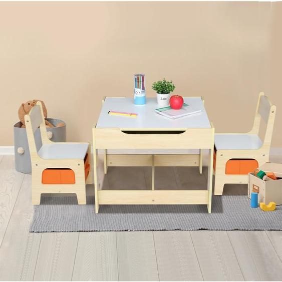 Ensemble de Table et 2 Chaises pour Enfants avec 2 Boîte de Rangement