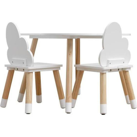 Ensemble de Table et 2 Chaises pour Enfants - MOBILI REBECCA - Blanc - Scandinave - Moderne