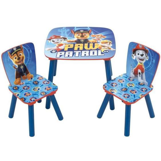 Ensemble de table solide en bois de la Patrouille du Pacifique + deux chaises bleues pour enfants