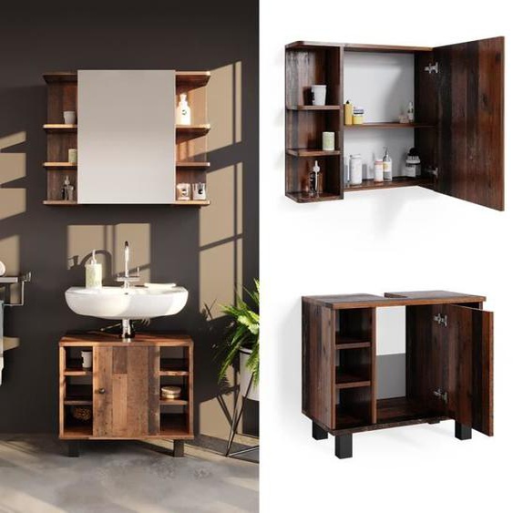 Ensemble mobilier de salle de bains VICCO FYNN - Armoire de toilette, meuble sous-vasque