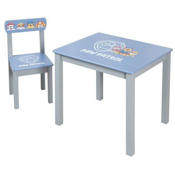 Ensemble Table + 1 Chaise Enfant Roba Patpatrouille - Motif Chiens Chase Ruben & Marcus - Bleu / Gris Bleu