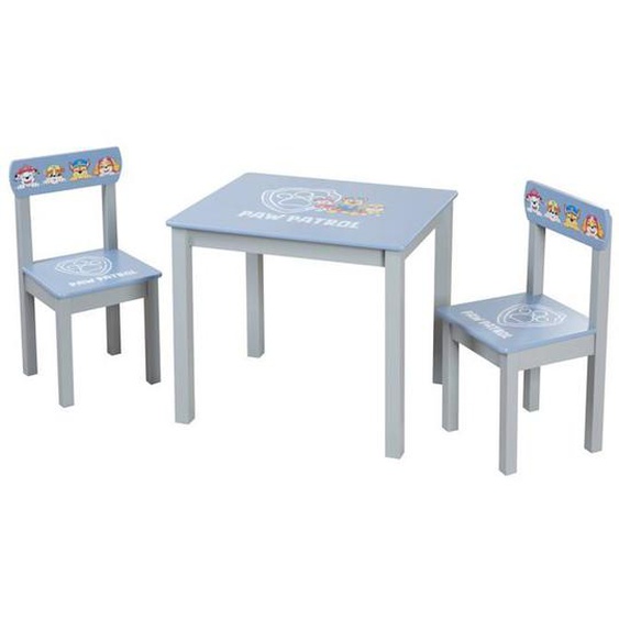 Ensemble Table + 2 Chaises Enfants Roba Patpatrouille - Motif Chiens Chase Ruben & Marcus - Bleu - Gris Bleu