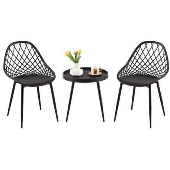 Ensemble table et chaises rondes, comprenant 1 table ronde + 2 chaises, chaises de maison, table de maison, noir