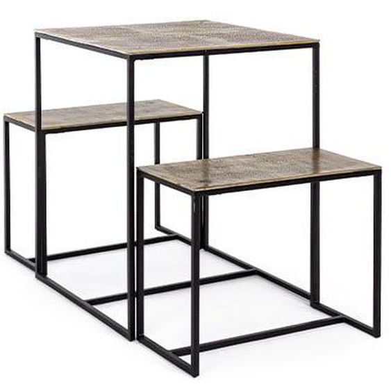 Ensemble Table Et Tabourets En Aluminium Et Métal Laiton Et Noir