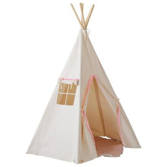 Ensemble Tipi Avec Pompons Et Tapis Enfant Moi Mili fluffy Pompoms - Fluffy Pompoms - Tu Blanc