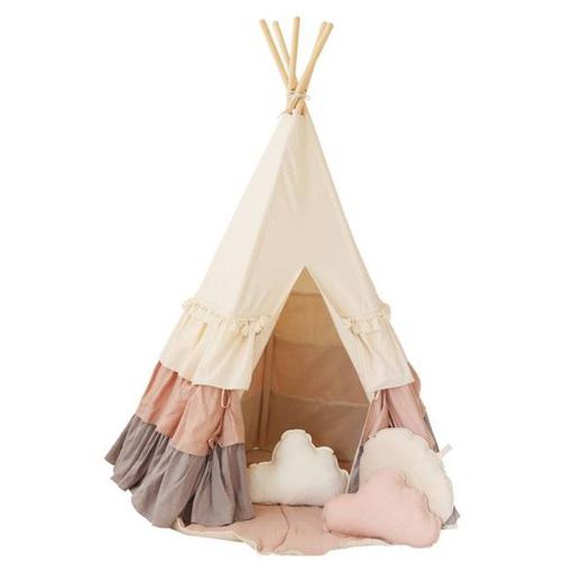 Ensemble Tipi Avec Volants Et Tapis Coquillage Enfant Moi Mili powder Frills - Powder Frills/rose Poudré - Tu Violet