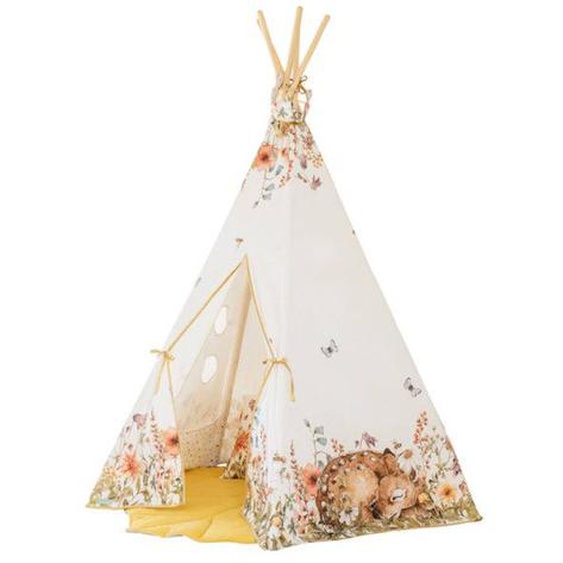 Ensemble Tipi Et Tapis Enfant Moi Mili fleurs Sauvages - Fleurs Sauvages - Tu Blanc