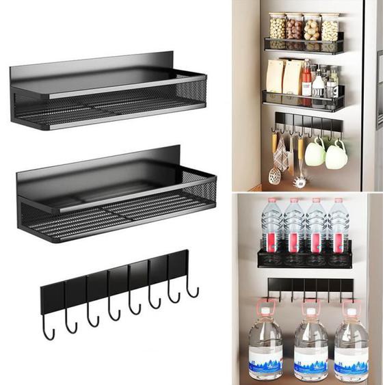 Etagere a epices cuisine, Étagère murale magnétique pour réfrigérateur, Étagère À Épices Pour Réfrigérateur, 3PCS