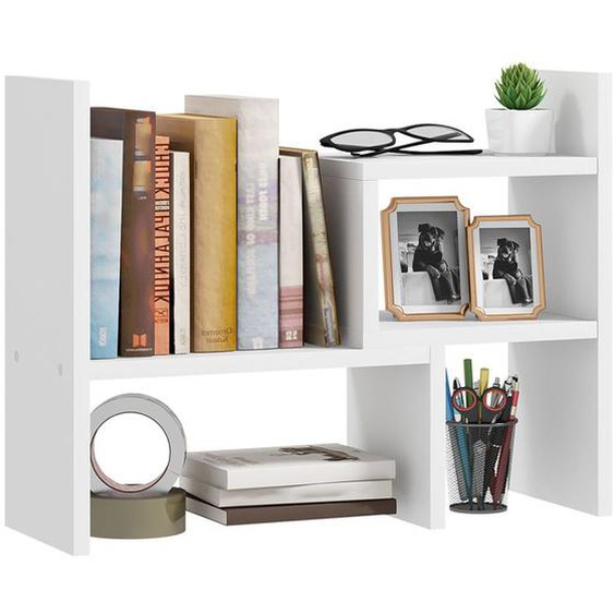 Étagère de bureau modulable - HOMCOM - organisateur de bureau multifonctionnel - ensemble 2 pièces - MDF - blanc