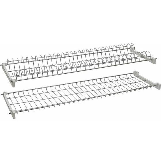 Etagère égouttoir - [MARQUE] - 13901 - Acier inoxydable chromé - Double grille - Pour placard