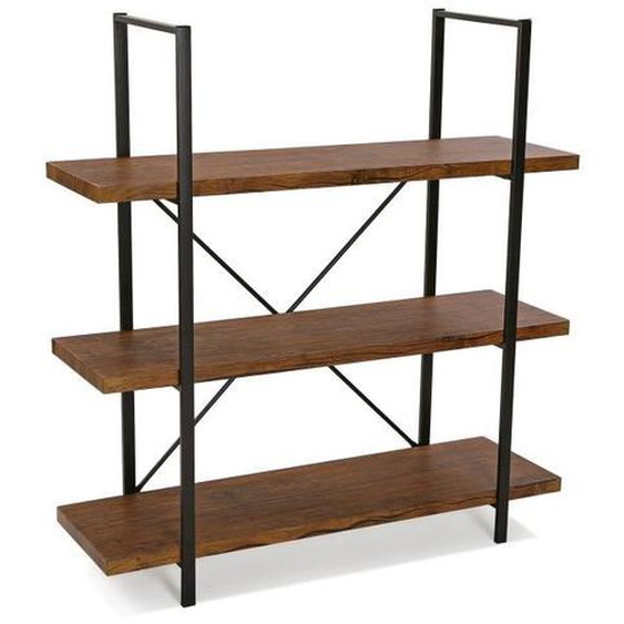 Étagère murale de style industriel Nelson - 106 x 33 x 100 cm - Avec 3 étagères en Bois et métal - Marron et noir - Versa