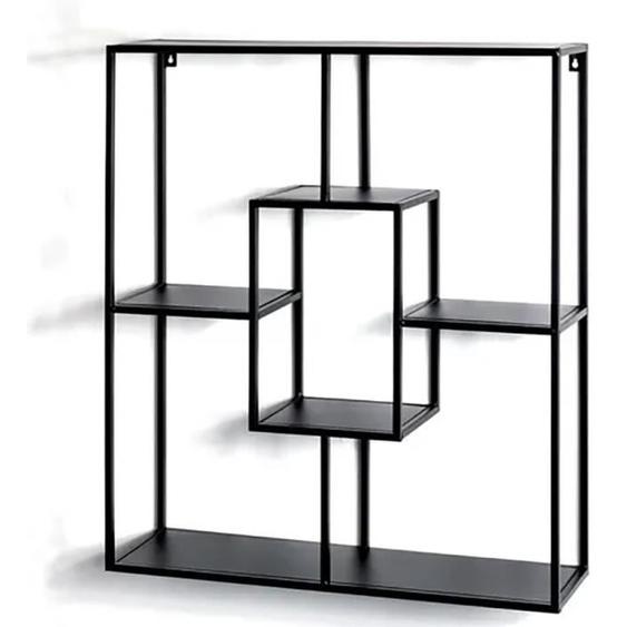 Etagère murale en métal laqué noir - Longueur 60 x Hauteur 70 x Profondeur 18 cm