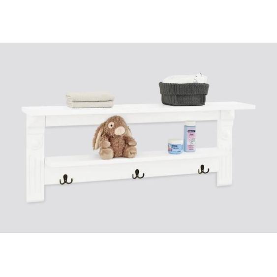 Étagère Murale/porte-manteau Emilia Bois Blanc - Pinolino - L 100 Cm X P 18 Cm X H 40 Cm - Enfant - Aspect Bois Blanc