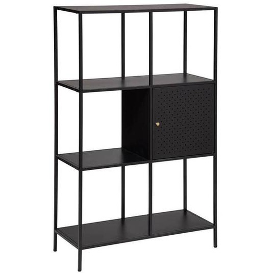 Étagère - ATMOSPHERA - Nelia - Métal Noir - 80x35x137,7 cm - 1 Porte - 2 Étagères