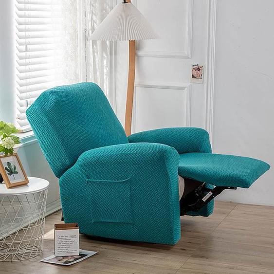 Extensible Housse Fauteuil Relax, Complète Housse De Fauteuil Jacquard 1 Places Housse Fauteuil, Bleu & Vert