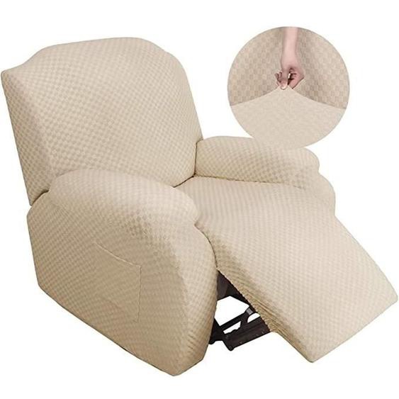 Extensible Housse Fauteuil Relax Complète Housse De Fauteuil, WOVTE 1 Places Antidérapant Couverture - Beige