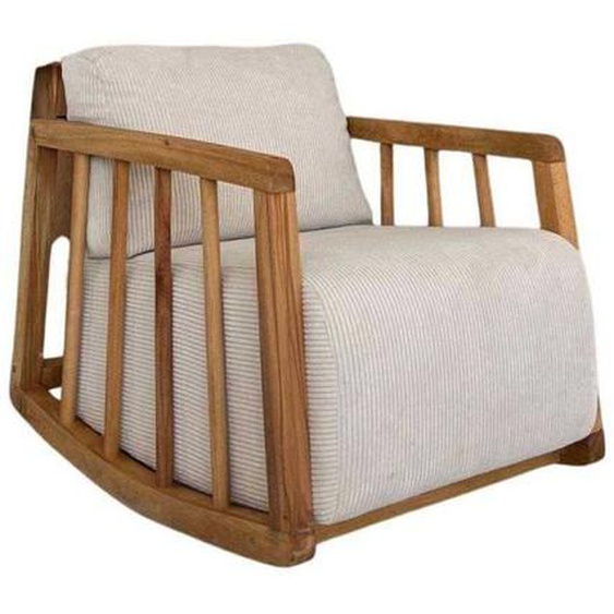 Fauteuil à bascule pour enfant - Kidi - Blanc - Bois de charme et Polyester - Hauteur 63cm