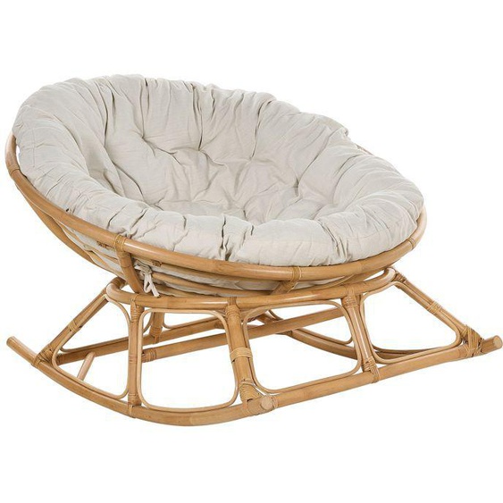 Fauteuil à bascule rond en rotin ton naturel et beige clair ORVIETO