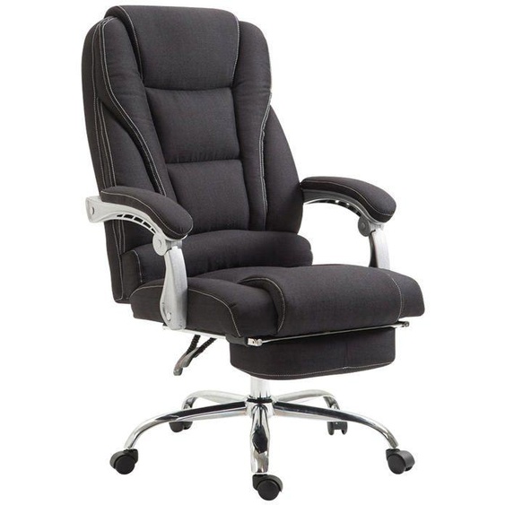 Fauteuil de bureau sur roulettes avec repose pieds et hauteur ajustable pivotant en tissu noir 10_0002588