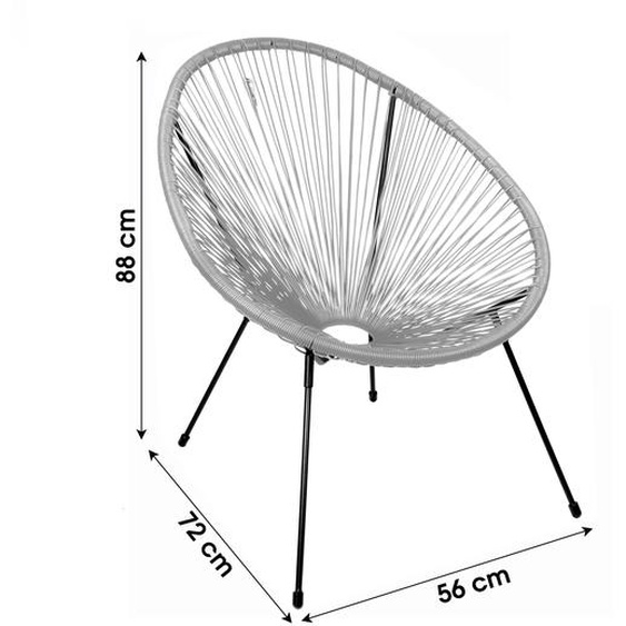 Fauteuil en résine et acier Cabana gris clair - 227009