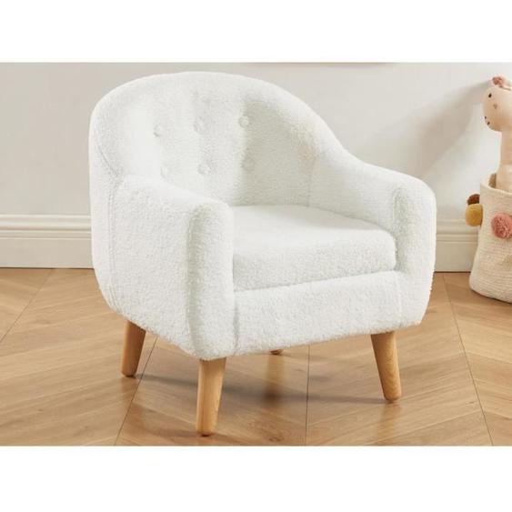 Fauteuil pour enfant en tissu bouclette blanc CASORLA