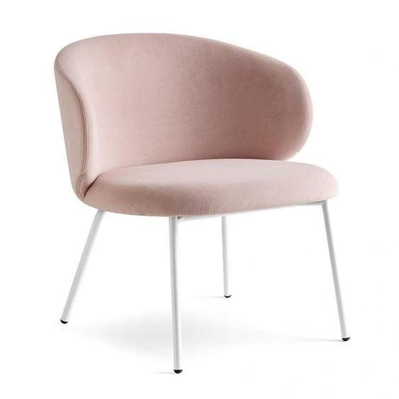 Fauteuil TUKA structure métal tissu rose