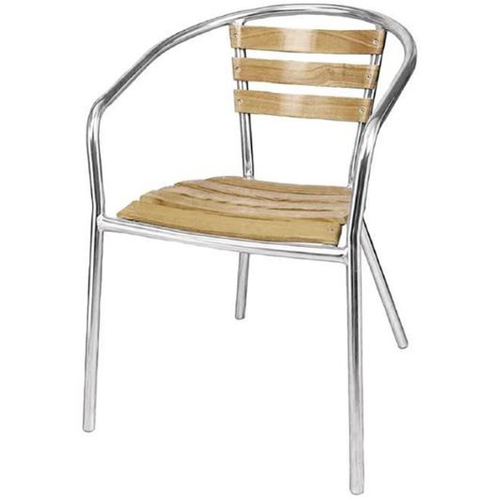 Fauteuils en frêne et aluminium Bolero - Lot de 4 - Empilable - Jardin