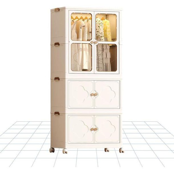 FLEXISPOT Boîte de Rangement Plastique, Armoire Pliable de Rangement avec 4 Roulettes, Armoire Élégante pour Enfants (Lot de 2)