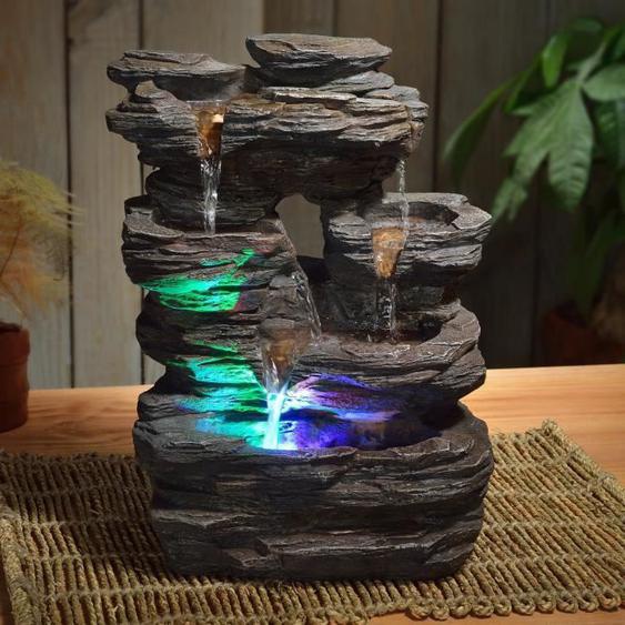 Fontaine dintérieur Pietra SCFR130 - ZenLight - Décoration zen avec éclairage Led - Gris