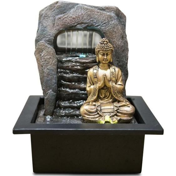 Fontaine dintérieur Zen Dao - Gris - Statuette bouddha amovible - Pompe silencieuse - 21 x 17 x 25 cm