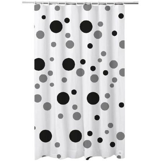 FRANDIS Rideau de douche en PVC pois gris et noir