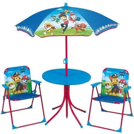 Fun House Pat Patrouille salon de jardin composé dune table, de 2 chaises pliables et un parasol pour enfant