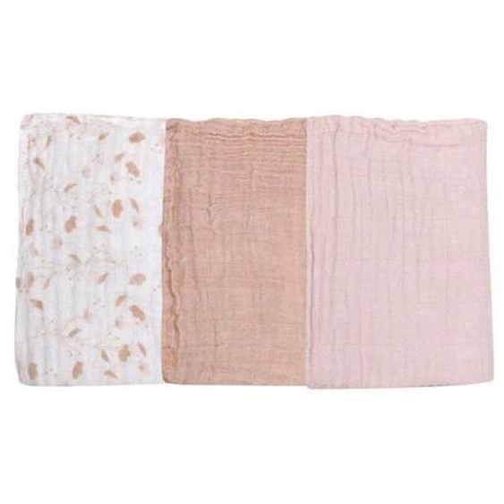 Gants De Toilette En Mousseline De Coton - Trois Kilos Sept - Lot De 3 - Rose - 16x21 Cm Rose