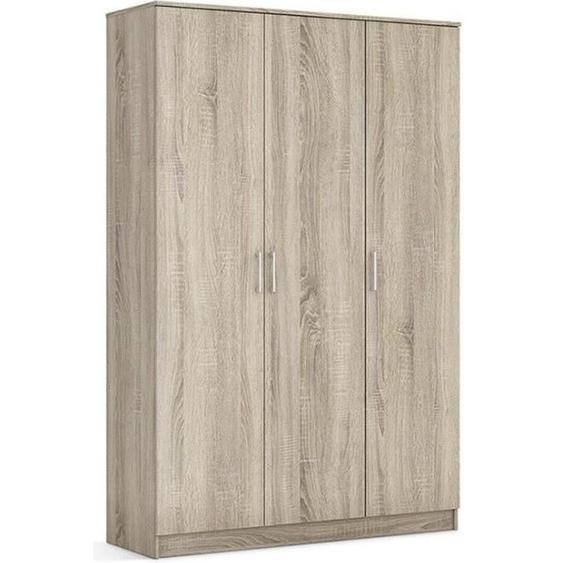 Garde Robe REY, armoire 3 portes idéal pour votre entrée, votre buanderie ou votre sdb 120 Marron