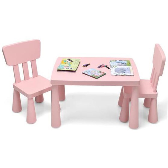 GIANTEX Ensemble de Table et 2 Chaise pour Enfants 1-7 Ans, Dossier Ergonomique, pour Jouer,Dessiner,Etudier,35x36x66,5cm,Rosé