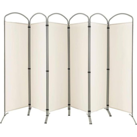 GIANTEX Paravent à 6 Panneaux Pliable- 331 x 188 cm-Closion/Séparateur de Pièce- Cadre en Fer- pour Extérieur/Intérieur- Beige