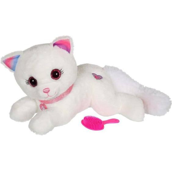 Gipsy Toys - Cuty Bella Fashionista - Peluche Interactive Chat – Toute Douce Qui S’illumine Au Rythme De Jolies Mélodies - 30 Cm Blanc