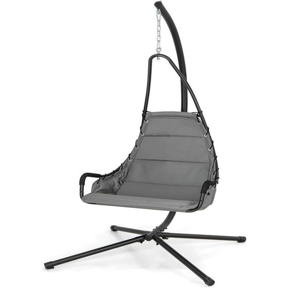 GOPLUS Fauteuil Suspendu avec Support- Siège Rembourré-Cadre en Métal en Forme de X-Capacité 120KG Gris