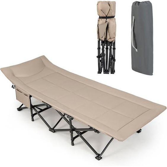 GOPLUS Lit Pliant à Roulettes 190x68,5x48,5CM Charge 204KG-Lit dAppoint avec Matelas en Mousse 10CM-Cadre Fort en Acier Marron