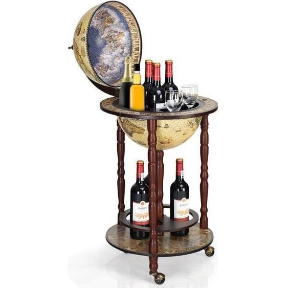 GOPLUS Meuble Range Bouteille Mobile avec Rangement Fermé et Etagère Ouverte-45x45x88CM Brun