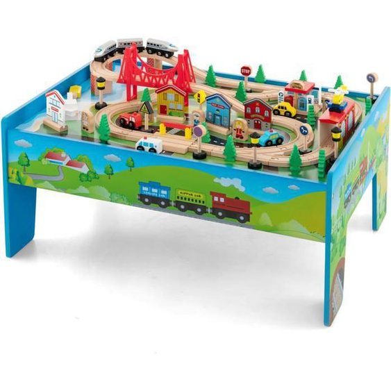 GOPLUS Table Bébé avec Jouets 80 Pièces-Plateau Réversible&Détachable-Tiroir de Rangement-pour Enfants 3 Ans+