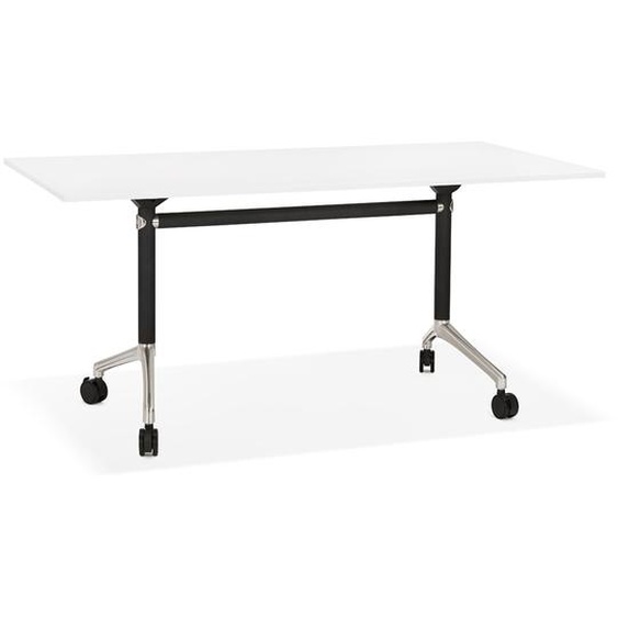 Grand bureau pliable FLEXO blanc sur roulettes - 160x80 cm