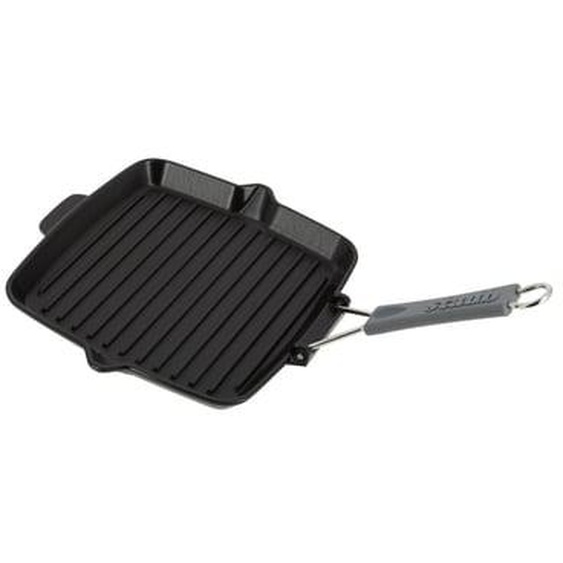 Grill carré en fonte manche rétractable 24 cm