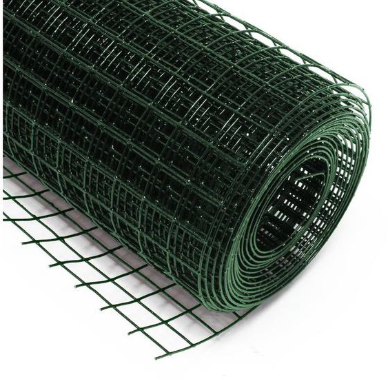 Grillage à mailles métalliques – Vert – Maille carréess de 12 x 12 mm – Rouleau 25 m – Hauteur 100 cm – Acier galvanisé – Treillis pour Volière