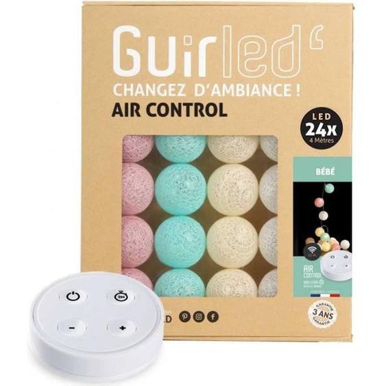 Guirlande Lumineuse Boules Coton Led Usb - Télécommandée -veilleuse Bébé 2h - 4 Intensités - 24 Boules 2,4m - Bébé Rose