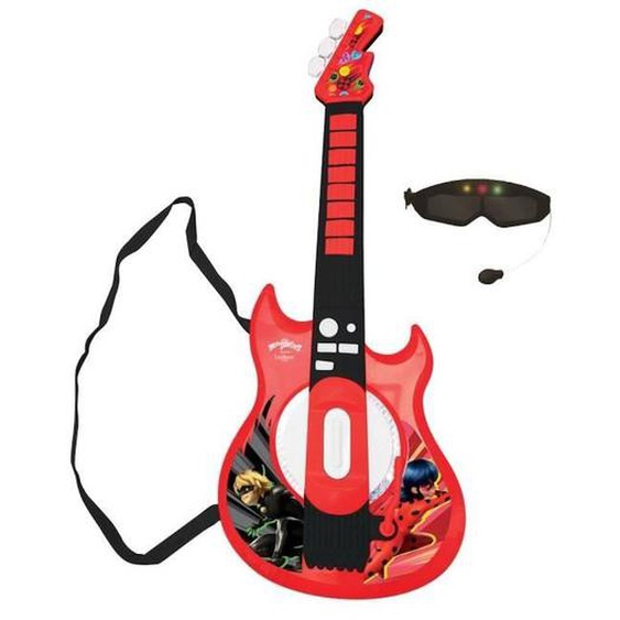 Guitare Électronique Lumineuse Avec Lunettes Équipées Dun Micro - Ladybug Rouge