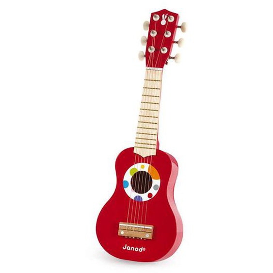 Guitare En Bois Janod Ma Première Guitare Confetti - Dès 3 Ans Rouge