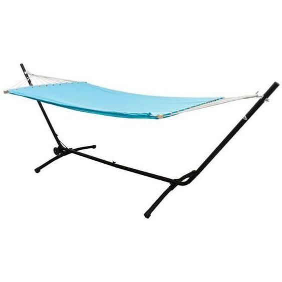 Hamac double avec support réglable en hauteur triple - AMANKA - Noir/Bleu ciel - 120kg - 335cm