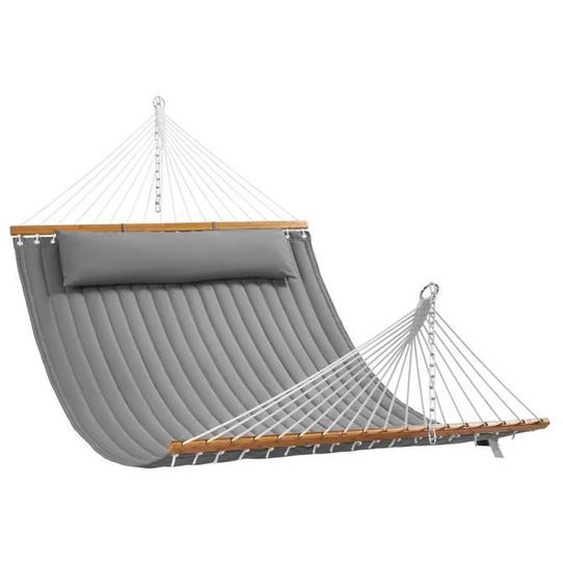 Hamac double en tissu matelassé-VEVOR-capacité charge 217kg, hamac double avec barres décartement bois dur-pour extérieur, gris