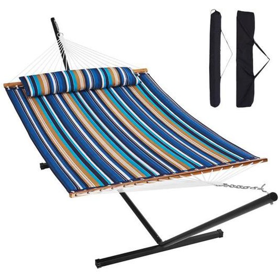 Hamac pour deux personnes avec support-VEVOR-capacité 217kg,hamac double avec barre décartement incurvée-pour terrasse cour,plage